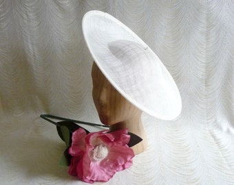 Ivory Saucer Hat Base Contoured Sinamay Straw Wide Hat Form for DIY Millinery Supply Round Shape Upturned Brim Not Ready to Wear