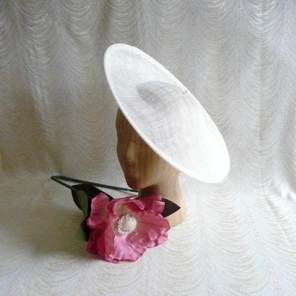 Ivory Saucer Hat Base Contoured Sinamay Straw Wide Hat Form for DIY Millinery Supply Round Shape Upturned Brim Not Ready to Wear