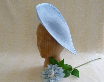 12" Light Blue Hat Base Fascinator Hat Form for DIY Millinery Supply Teardrop Shape Buckram 30cm Wide Upturned Brim Not Ready To Wear