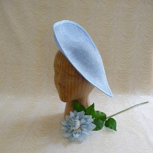 12" Light Blue Hat Base Fascinator Hat Form for DIY Millinery Supply Teardrop Shape Buckram 30cm Wide Upturned Brim Not Ready To Wear