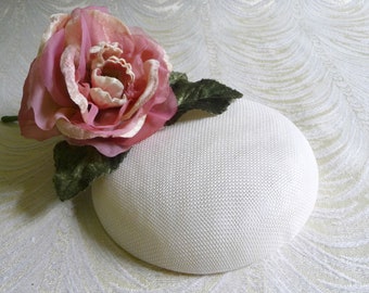 Ivory Fascinator Base Buckram Fabric Smartie Pillbox Round Button Style for Hats DIY Millinery