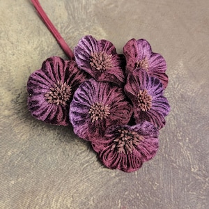 Ombre Velvet Millinery Flowers Plum Purple Aubergine Poppies Yo Yo for Hats, Fascinators 2FN0035AU