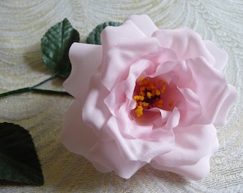 Vintage Millinery Pink Cream Rose Silk Crepe Long Stem NOS Medium Size for Hats Crafts Corsage Bouquets Floral Arrangements