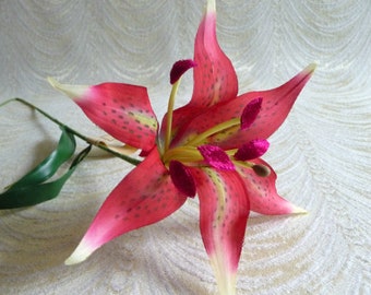 SALE Vintage Red Day Lily NOS Millinery Flower from Germany for Hats Crowns Weddings Tropical Floral Arrangements