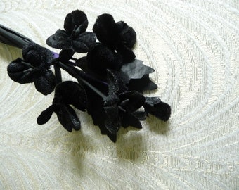 Black Velvet FlowerRose Lapel Pin Corsage Buttonhole Boutonni\u00e8re