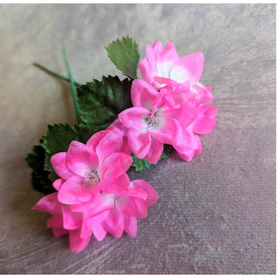 Two Sprays Tiny Silk Vintage Flowers Hot Pink Blossoms With - Main Image