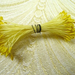 Vintage Millinery Stamens Yellow Anther Tip Bunch of Double Ended NOS Germany for Hats, Crafts, Flower Making Supply image 3