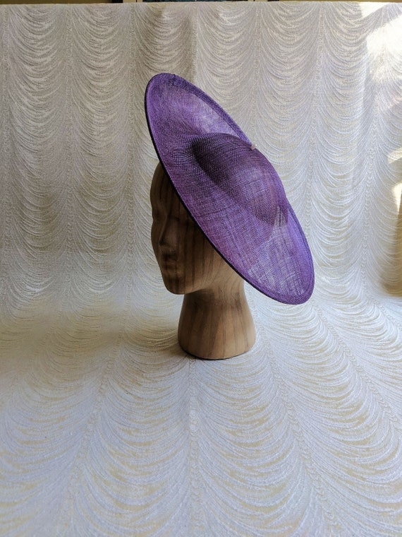 Purple Saucer Hat Base Contoured Sinamay Straw Wide Hat Form for
