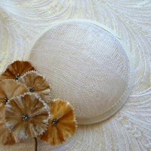 5&quot; Ivory Fascinator Base Sinamay for DIY Hat Millinery Supply Round Shape
