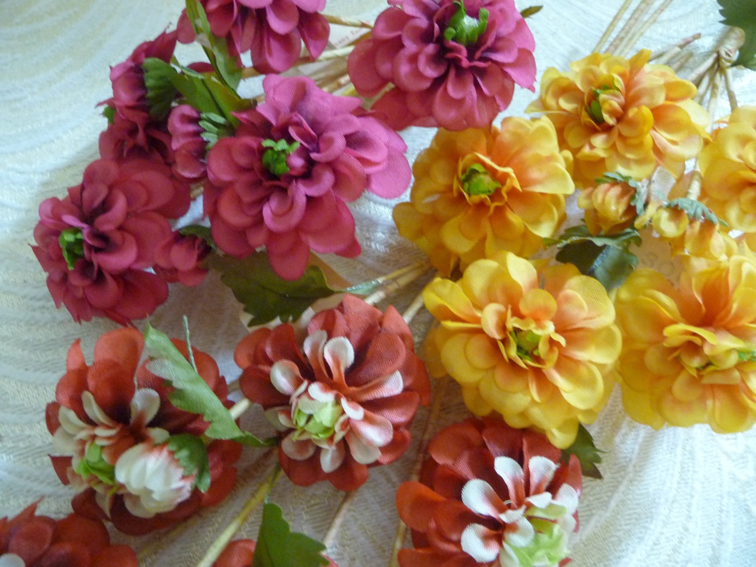 Vintage Millinery Flowers Marigolds Shaded Chartreuse Green Etsy