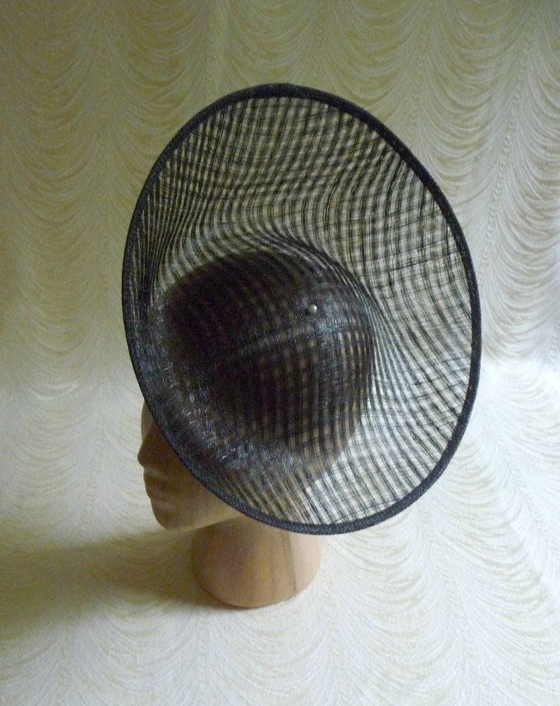 Black Hat Base Upturned Brim Sinamay Straw Fascinator Saucer Etsy