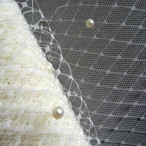 Ivory Veiling with Pearls for Vintage Style Weddings Millinery Supply 9 Inch Birdcage Russian French Netting DIY Veils Blushers image 2