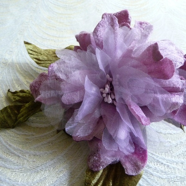 Velvet Millinery Flower Lavender Mauve Peony for Fascinators, Hats, Weddings 3FN0092L