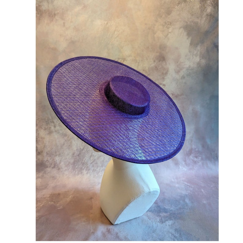 17.25 Dark Purple Cartwheel Hat Base Woven Sinamay Straw Wide Hatinator Form for DIY Millinery Supply Round Shape Not Ready to Wear image 1