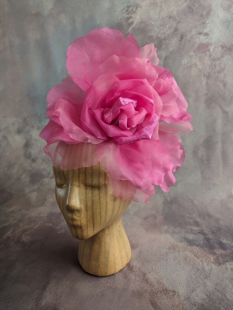 NEW COLOR Large 12 Silk and Velvet Hot Pink Fuchsia Rose for Hats Gowns Home Dec Fascinators Not Ready to Wear image 8