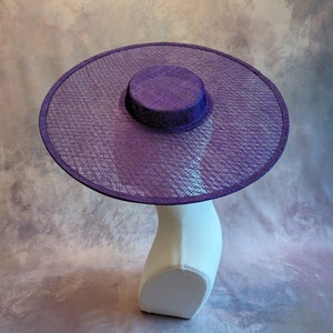 17.25 Dark Purple Cartwheel Hat Base Woven Sinamay Straw Wide Hatinator Form for DIY Millinery Supply Round Shape Not Ready to Wear image 5