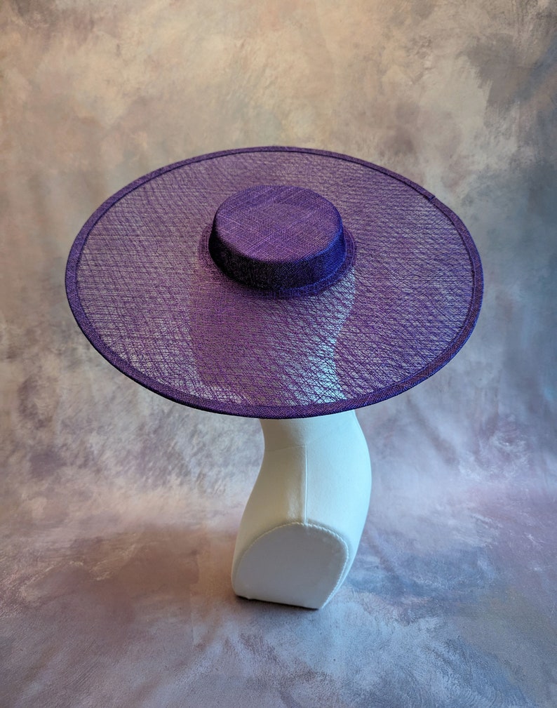 17.25 Dark Purple Cartwheel Hat Base Woven Sinamay Straw Wide Hatinator Form for DIY Millinery Supply Round Shape Not Ready to Wear image 5