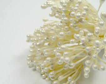 Vintage Millinery Stamens Peps Pips White Pearl Bunch of 12 Clusters NOS for Flower Making Corsage Crafts