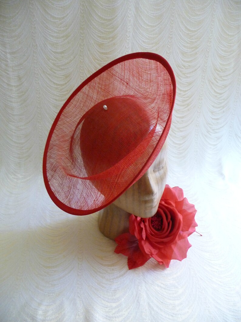 Red Saucer Hat Base Contoured Sinamay Straw Fascinator Hat Etsy