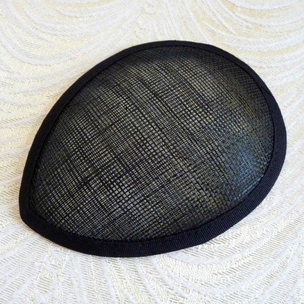 Black Sinamay Fascinator Base for DIY Hat Millinery Supply Teardrop Shape