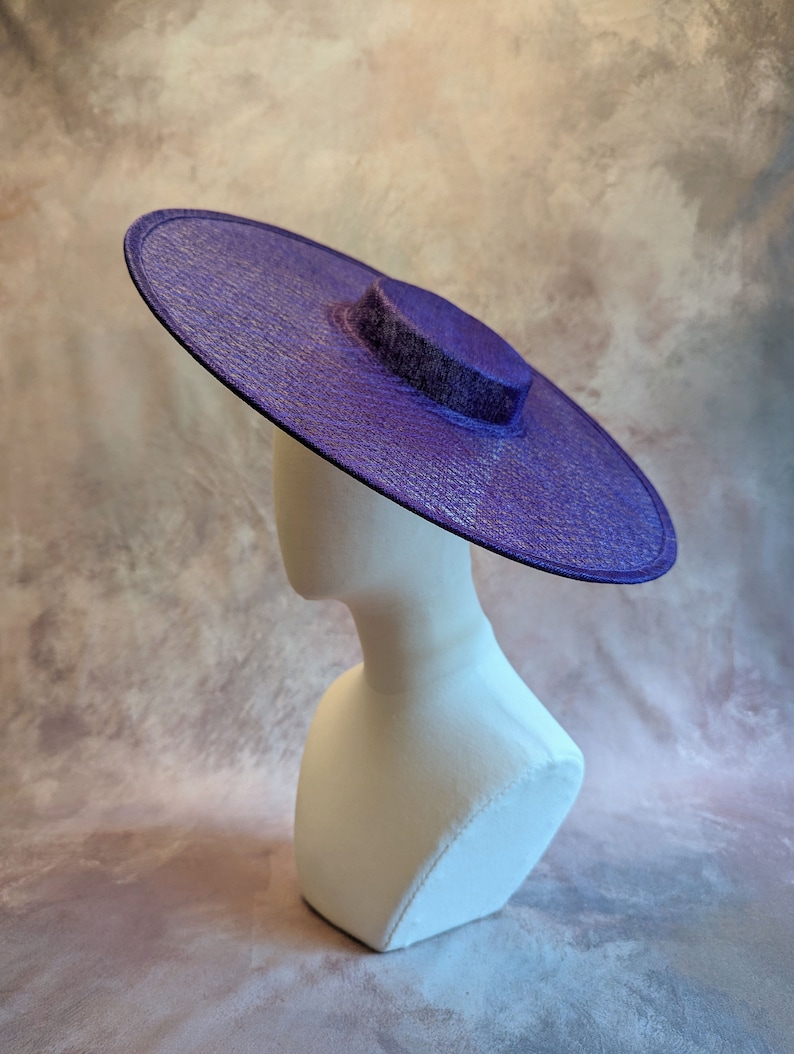 17.25 Dark Purple Cartwheel Hat Base Woven Sinamay Straw Wide Hatinator Form for DIY Millinery Supply Round Shape Not Ready to Wear image 6