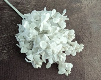Velvet Lilacs Millinery Flowers White Bunch for Hats and Crafts