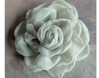 7" Pale Celadon Green Rose Millinery Flower with Pin Clip for Hats Gowns Sashes Fascinators