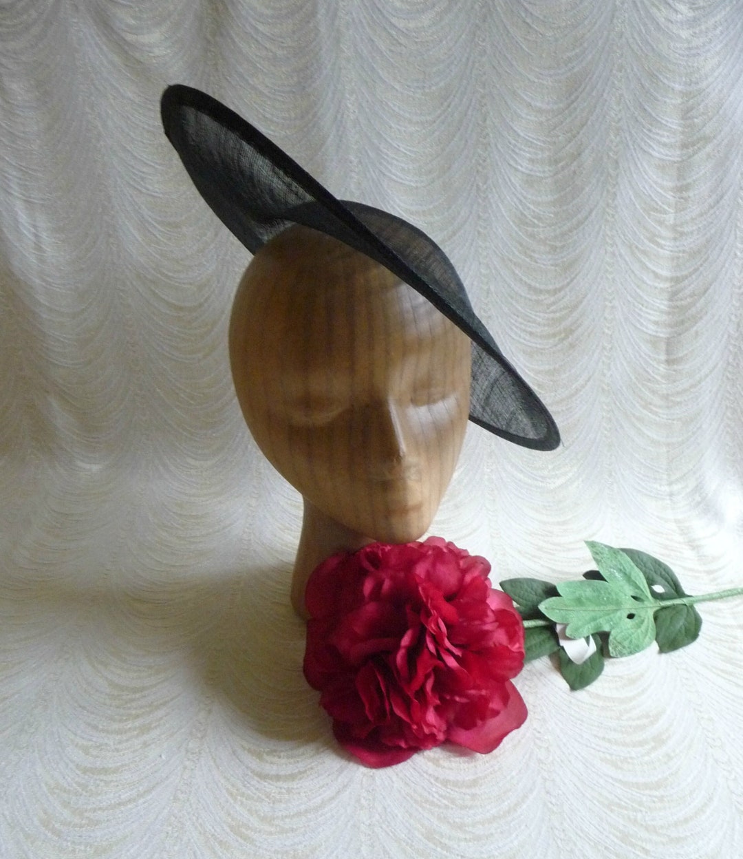 Black Saucer Hat Base Contoured Sinamay Straw Wide Hat Form Etsy