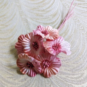 Velvet Millinery Flowers Pink Coral Peach Ombre Shaded Poppies Yo Yo for Hats, Fascinators, Crafts 2FN0035OPK image 2