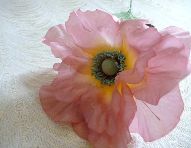 Vintage Silk Millinery Poppy Flower NOS Germany Coral Pink Etsy