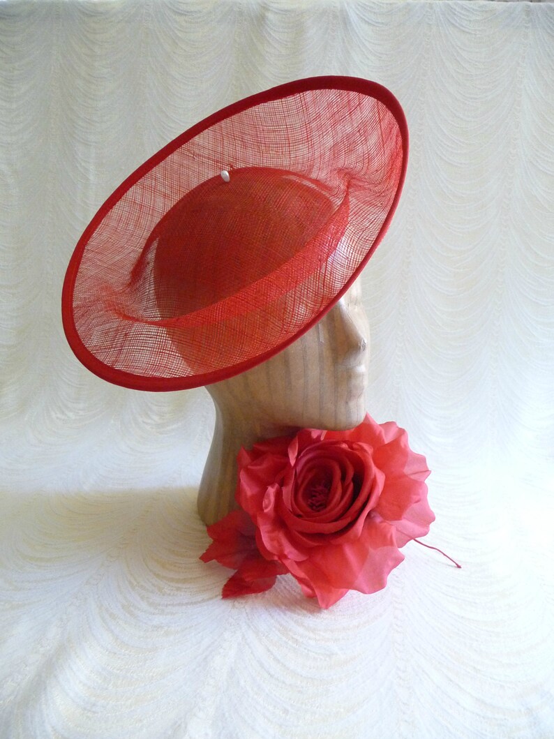 Red Saucer Hat Base Contoured Sinamay Straw Fascinator Hat Etsy