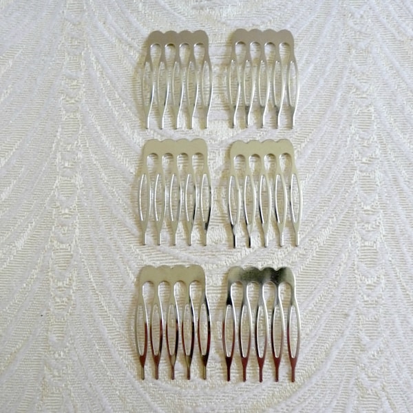 Six Small Silver Metal Combs for DIY Millinery Fascinators Hats Veils Hair Accessories
