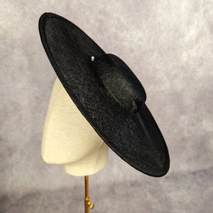 15 Black Cartwheel Hat Base Sinamay Straw Wide Brim Large Hat Form for DIY Derby Hat Millinery Supply Round Shape Not Ready to Wear image 3