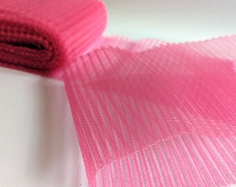 6 Inch Pleated Crinoline Hot Pink Horsehair Braid Thread Edge Crin for Hats DIY Millinery Supply Embellishment BTY