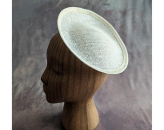 8" Ivory Saucer Fascinator Base Contoured Sinamay Straw Hatinator Form for DIY Millinery Supply  Round Shape Not Ready to Wear