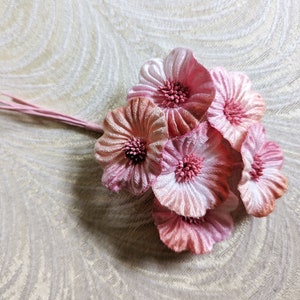 Velvet Millinery Flowers Pink Coral Peach Ombre Shaded Poppies Yo Yo for Hats, Fascinators, Crafts 2FN0035OPK image 3