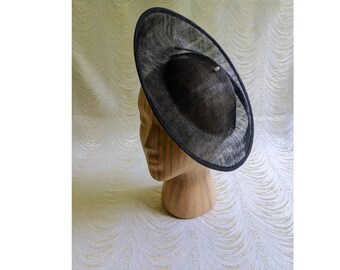 Black Saucer Hat Base Contoured Sinamay Straw Fascinator Hat Form Millinery Supply 12 Inch Round Shape Upturned Brim Not Ready To Wear