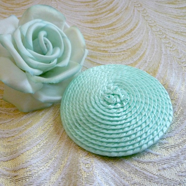 Small Round Fascinator Base Mint Green Pale Aqua with Comb for DIY Straw Millinery Hat Projects