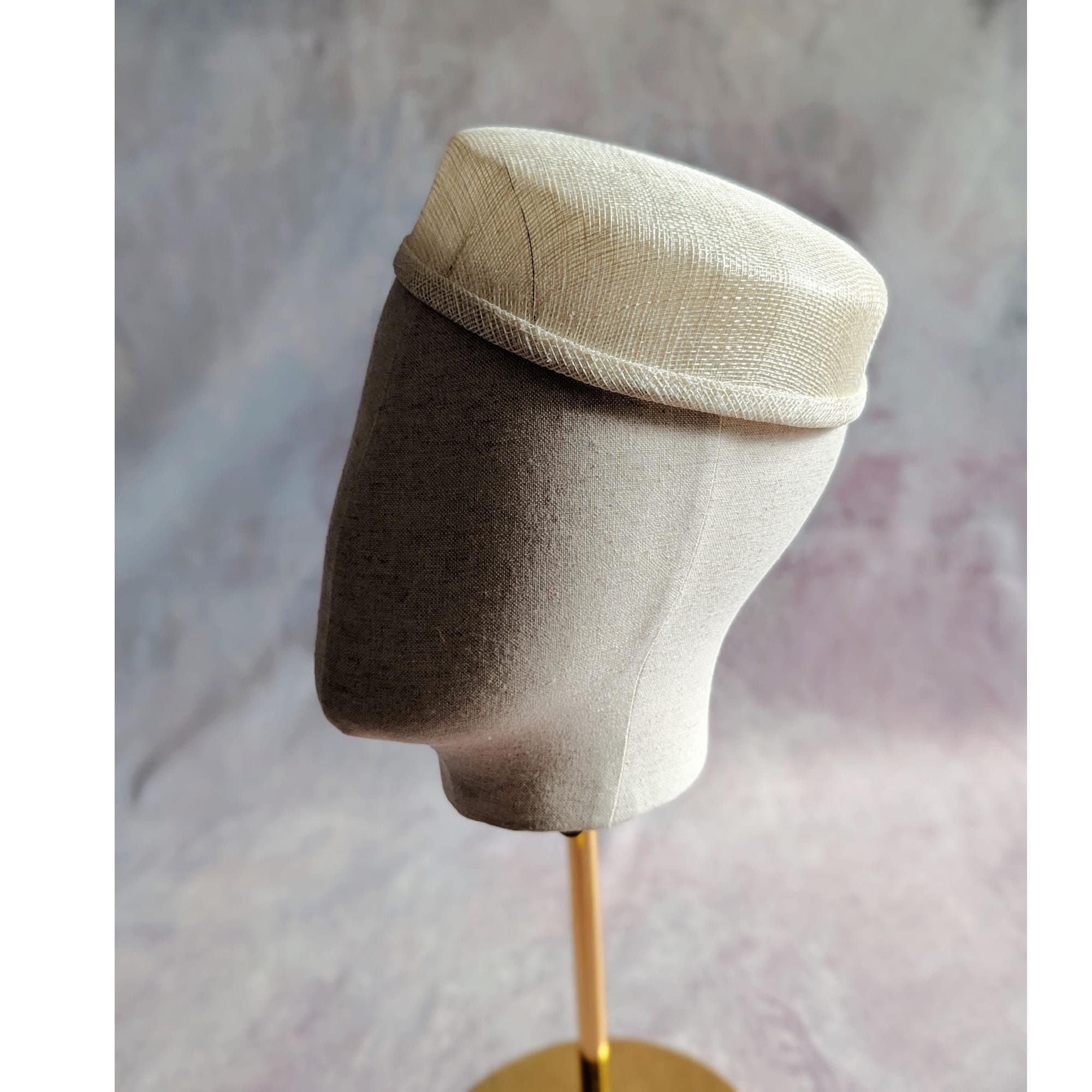 7" Ivory Pillbox Hat Base for DIY Hats Fascinators Millinery Supply Sinamay Rounded Shape Not Ready to Wear