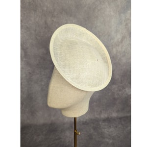 9.5&quot; Ivory Scoop Fascinator Hatinator Base Sinamay Straw for DIY Millinery Supply with Sleeve for Headband or Clip Not Ready to Wear