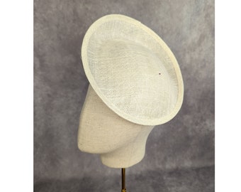 9.5" Ivory Scoop Fascinator Hatinator Base Sinamay Straw for DIY Millinery Supply with Sleeve for Headband or Clip Not Ready to Wear