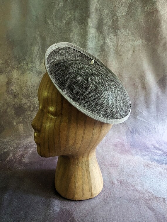 Buy Gray Heather Tweed Fascinator Base Scoop Hat Form  display picture 1