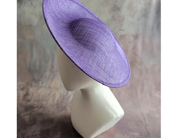 13" Light Purple Saucer Hat Base Contoured Sinamay Straw Hatinator Form for DIY Millinery Supply Round Upturned Brim Not Ready to Wear