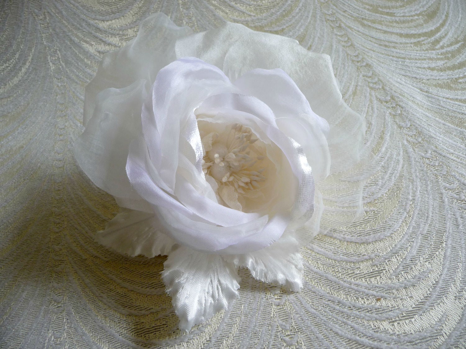 Milky Silk and Velvet Rose Off White Light Ivory Bridal | Etsy
