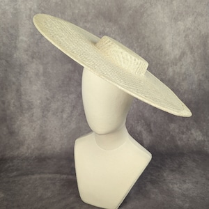 17.25 Ivory Cartwheel Hat Base Woven Sinamay Straw Wide Hat Form for DIY Millinery Supply Round Shape Not Ready to Wear image 5