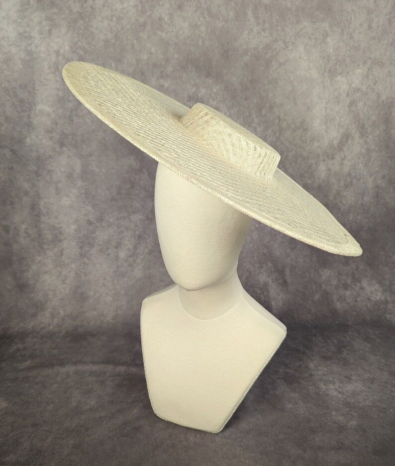 17.25 Ivory Cartwheel Hat Base Woven Sinamay Straw Wide Hat Form for DIY Millinery Supply Round Shape Not Ready to Wear image 5
