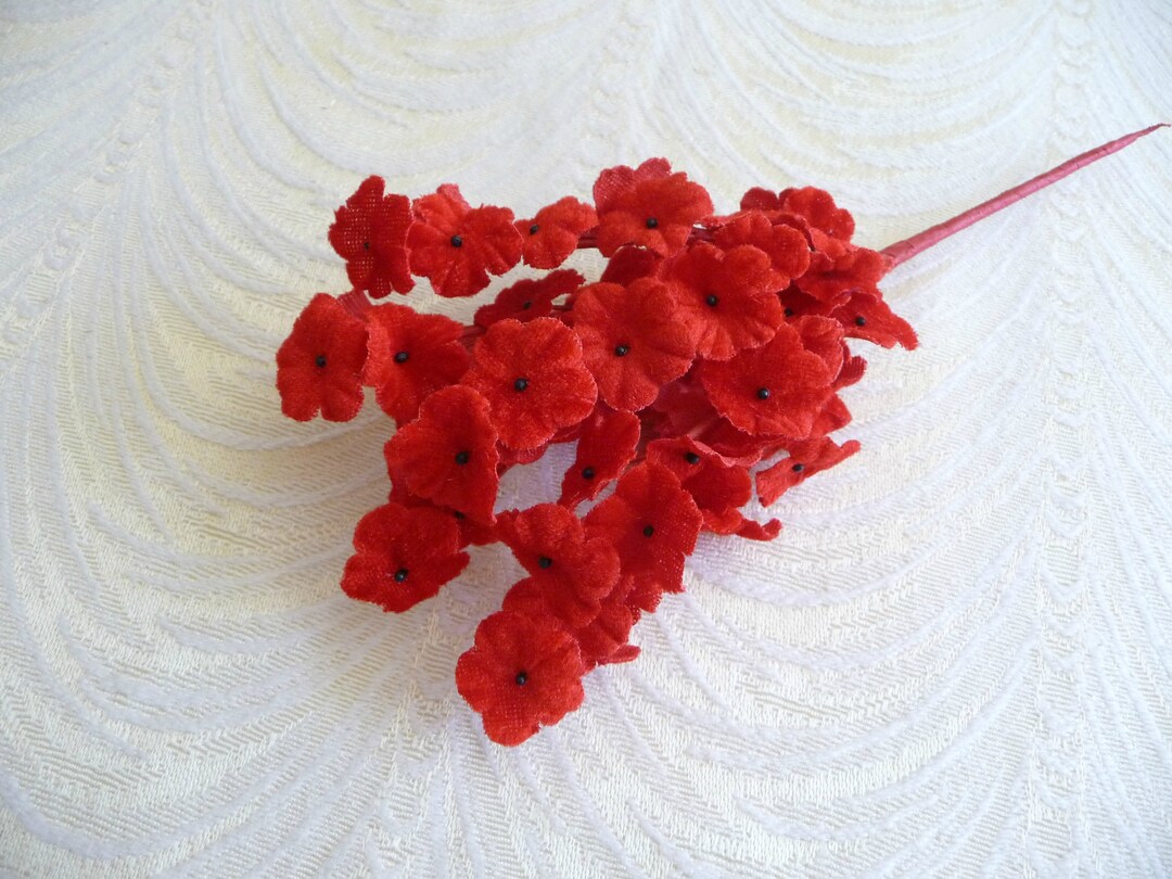 Velvet Millinery Flowers Red Me Nots Vintage Style Bunch for