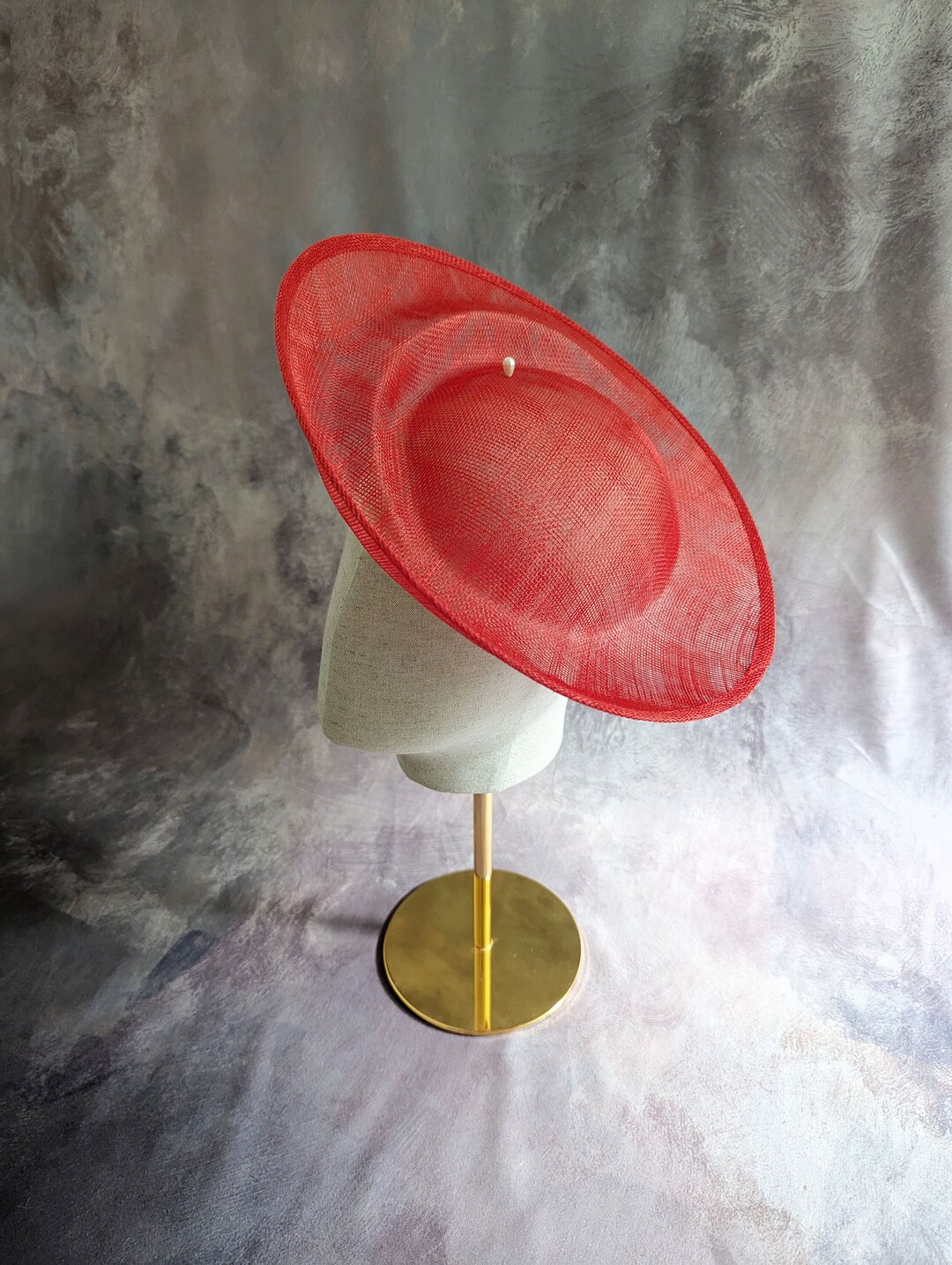 Red Saucer Hat Base Contoured Sinamay Straw Fascinator Hat Form for DIY ...