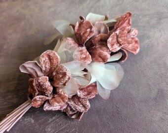 Dusty Rose and Ivory Silk and Velvet Millinery Flowers for Hats, Fascinators, Gowns, Costumes
