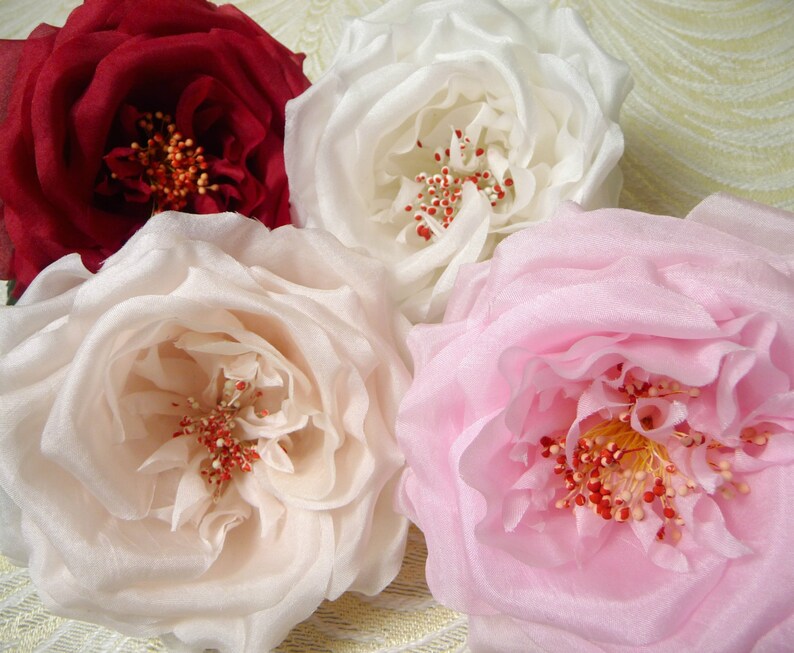 Silk Cabbage Rose Rich Red NOS Vintage Millinery Flower for Etsy